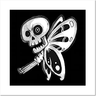 butterfly skull Posters and Art